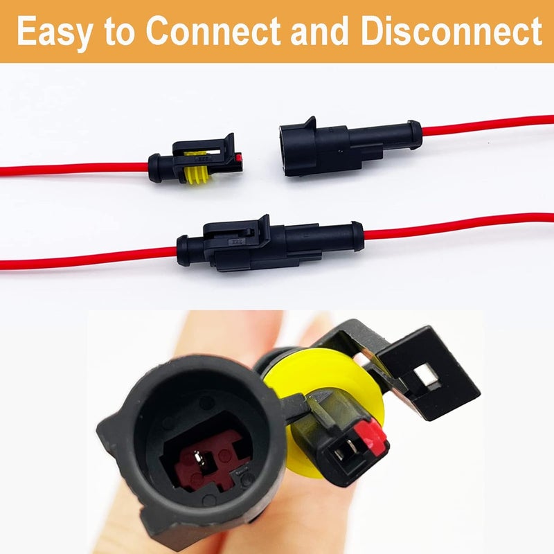 Twippo 10 Kit 16 AWG 1 Pin Connector Car Waterproof Wire Connectors 1 Pin Automotive Electrical Connectors Quick Disconnect 1 Way Wire Terminal Connector Plug and Heat Shrink Tubing Kit - Image 2
